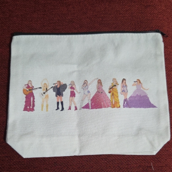 Stylish White Canvas Taylor Swift Inspired Pouch - Picture 1 of 6